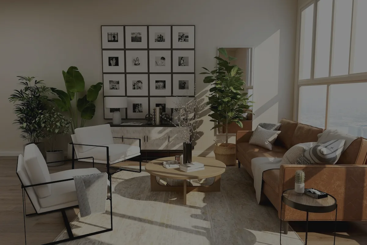 Simulated unedited living room — illustrative placeholder